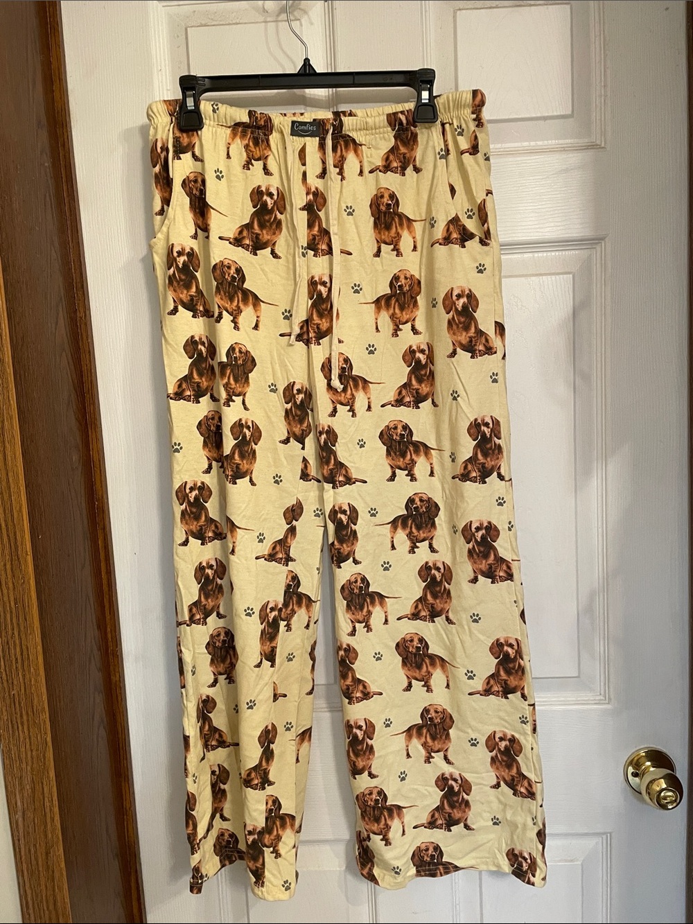 Cream Dachshund Print Pajama Pants - Women